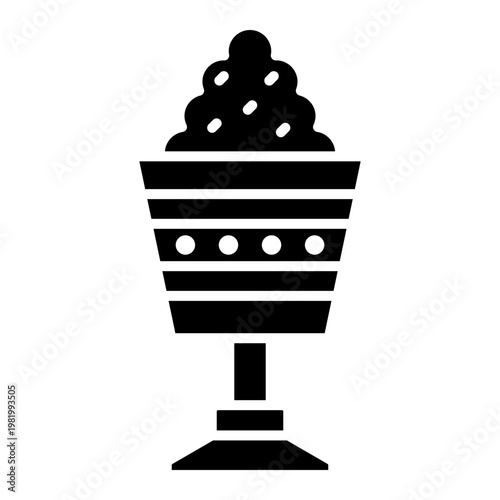 Ice Cream Sundae Icon with Pedestal Bowl