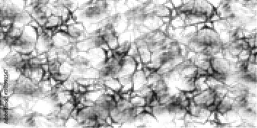 Grunge halftone gradient background. Faded grit noise texture. White and black sand wallpaper. Retro pixelated backdrop. Anime or manga style comic overlay.