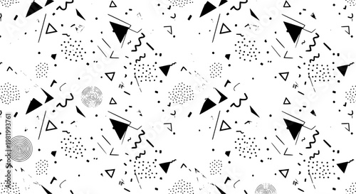 Memphis geometric seamless pattern hipster retro vector shapes illustration background