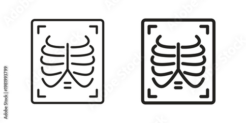 X ray icon editable vector pack. Black flat and line symbols