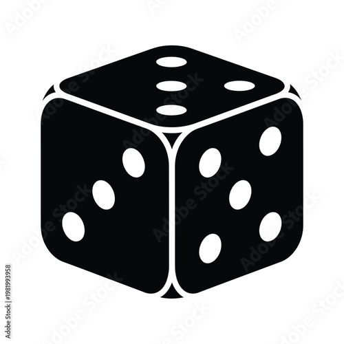 Black Dice Icon With White Dots game gambling