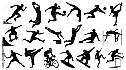 Sports Silhouettes: Action Figures Representing Diverse Athletics