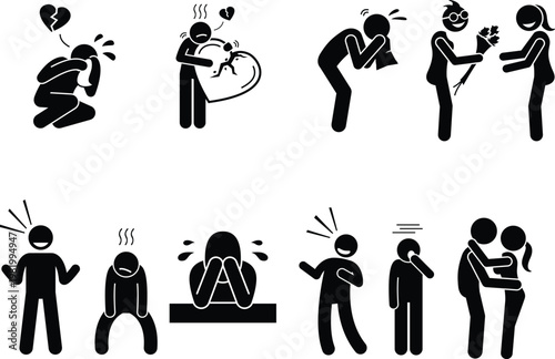 Containing people, friendship, social, diversity, village, relationships, support, breakup and community development icons. Solid vector icon collection