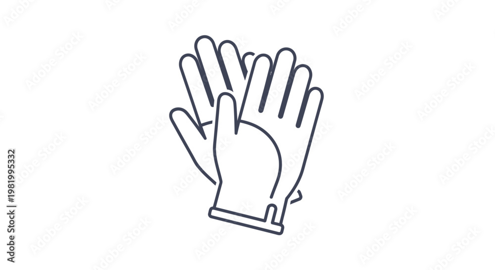 Obraz premium Outline illustration of protective gloves isolated on white background