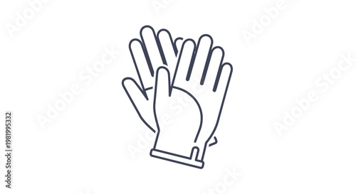 Outline illustration of protective gloves isolated on white background