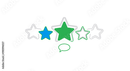Rating stars concept with speech bubble illustration on white background