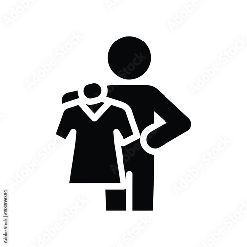 Minimalist black silhouette of a person trying on a hat, style white