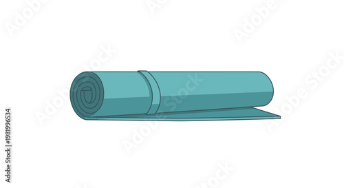 Rolled up yoga mat illustration on white background for health wellness and fitness