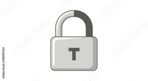 Simple grey padlock isolated on white background security concept