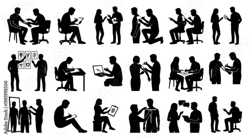 Creative Professions and Design Workflow Silhouette Set