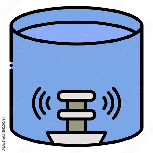 Ultrasonic Cleaner Illustration in Blue Liquid