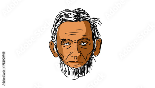 Abraham Lincoln portrait, flat vector illustration