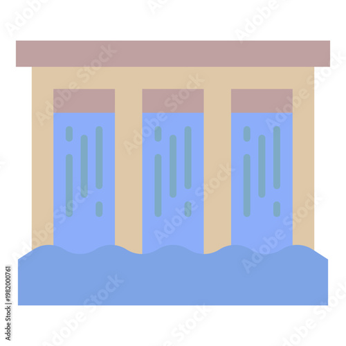 Hydroelectric Dam Power Plant Icon Illustration