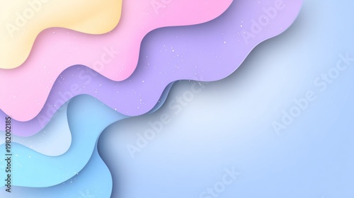 Layered pastel colors form undulating wavy borders against a soft background