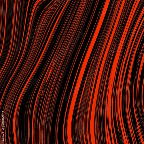 Abstract red and black flowing lines creating a dynamic wave pattern with a sense of motion and energy. The bold contrast and fluid curves give a futuristic and dramatic feel.