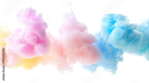 A colorful cotton candy on a transparent background