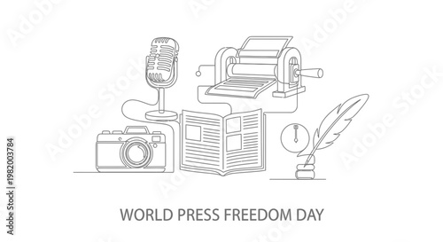 World Press Freedom Day Illustration Elements.