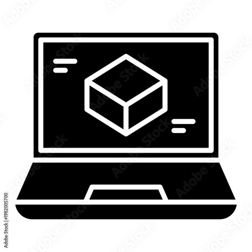 Laptop with 3D Modeling Software Icon