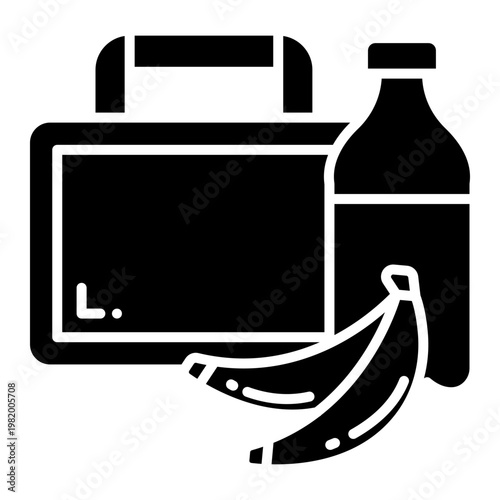 Lunch Box with Food and Drink Vector Icon
