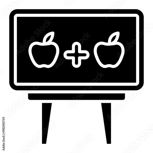 Blackboard with apples adding for education concept