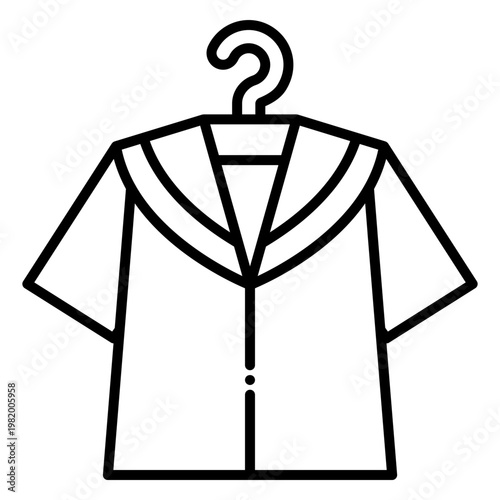 Shirt Icon on Hanger, Simple Line Art