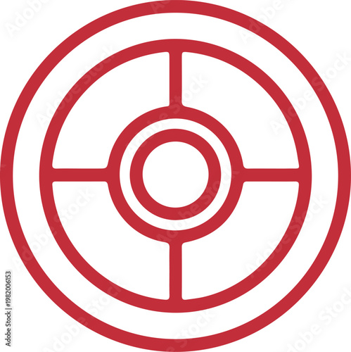 Red concentric circle target symbol with crosshair, simple graphic design