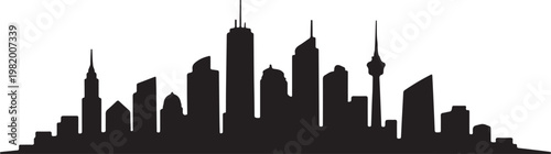 A black silhouette of a city skyline on a white background Vector
