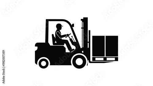 A silhouette of a forklift operator.