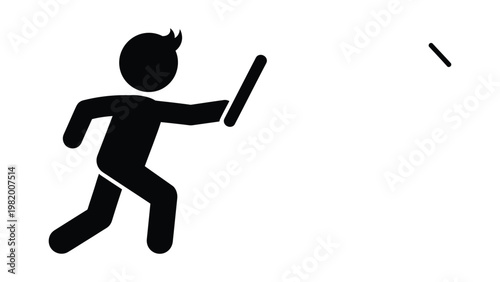 A stick figure throwing an object.