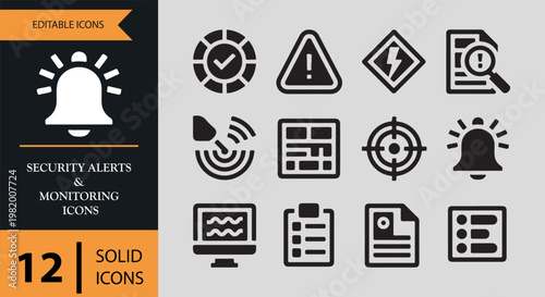 Secure transactions and digital safety icons set in solid style