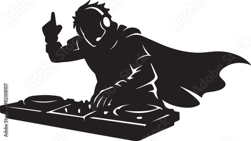 A dj wearing a cape and headphones Vector