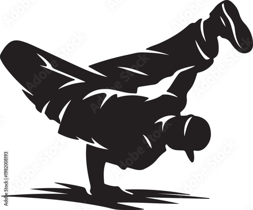A man doing a handstand on one hand Vector
