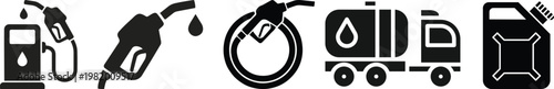 Fuel icon set. Gas station icons or signs. Engine oil icon symbol. Transport collection, petrol fuel. Vector illustration