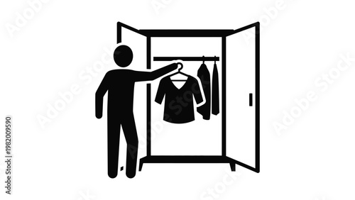 Man choosing clothes in wardrobe.