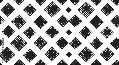 Geometric Pattern, Black and White Dots, Seamless Background, Diamond Shapes