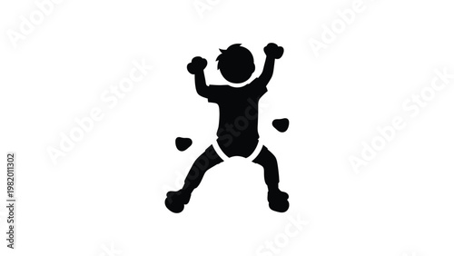 A joyful baby jumping with excitement.