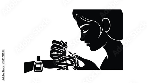 Woman getting nail treatment at salon.