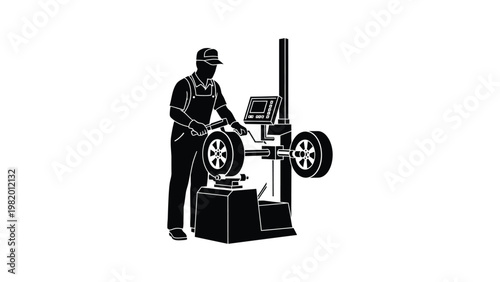 Mechanic changing a car tire.