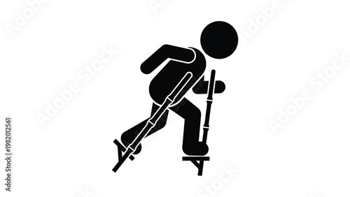 a person jumping on a pogo stick.