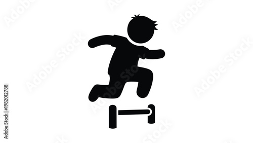 a black silhouette of a child jumping.