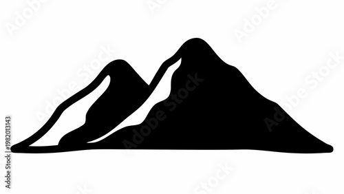 Minimal mountain peak silhouette icon in clean black color on white background for design and editorial use
