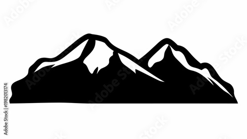 Minimalist mountain range silhouette in clean line art style on white background for design and ui elements