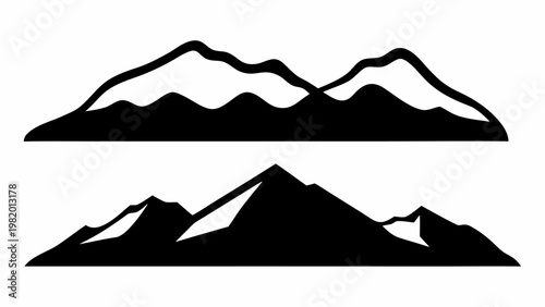 Layered mountain silhouettes with depth effect nature landscape vector graphics