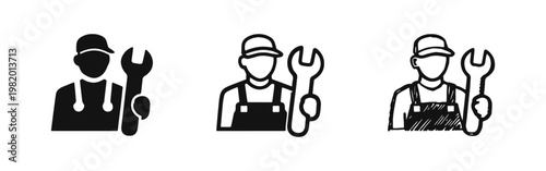 Professional Repairman Handyman with Wrench Tool Icon