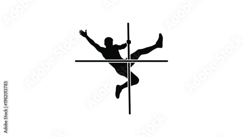 Silhouette of a person pole dancing.