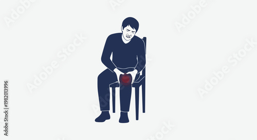 A person sitting on a chair holding their knee in visible physical pain
