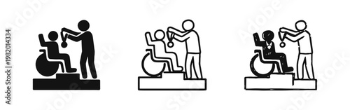 Victory Achievement for Disabled Athlete on Podium Icon