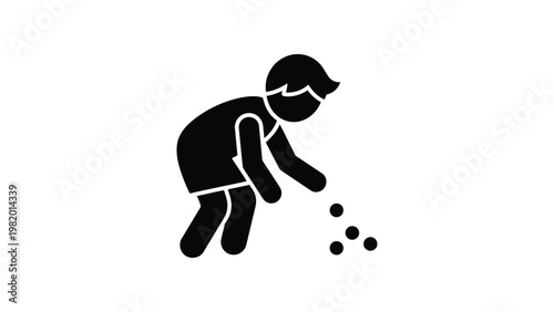 a person picking up small objects.