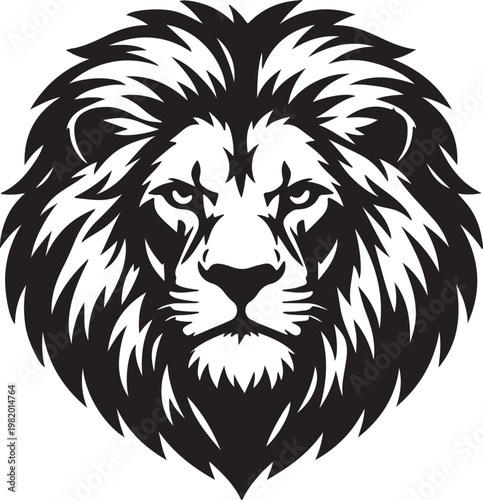 A black and white illustration of a lion's head Vector