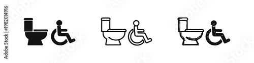 Disabled toilet icon set for accessible bathroom facilities